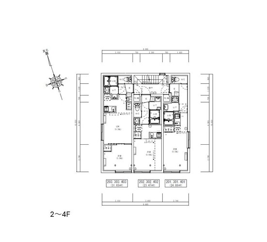 2〜4F平面図 2〜4F平面図